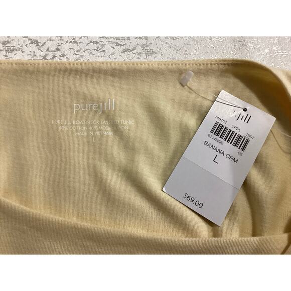 J.Jill Pure Jill boat neck layered tunic yellow jersey knit sz L - Picture 7 of 7